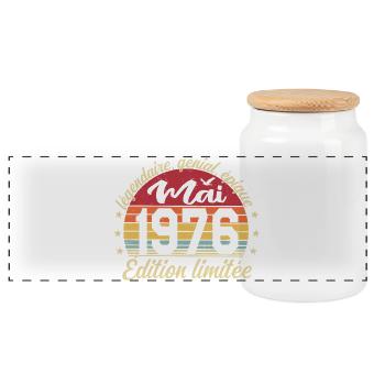 les légendes sont nées mai 1976 - Boîte à biscuits avec couvercle en bois - blanc - Devant