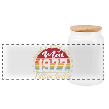 les légendes sont nées mai 1977 - Boîte à biscuits avec couvercle en bois - blanc - Devant