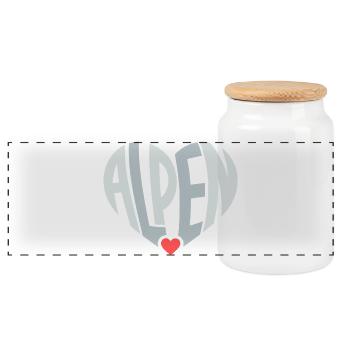 Typographie du cœur alpin - Boîte à biscuits avec couvercle en bois - blanc - Devant