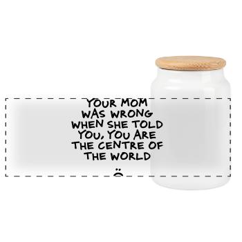 you are not the centre of the world - Panorama Keksdose mit Holzdeckel - Weiß - Vorne