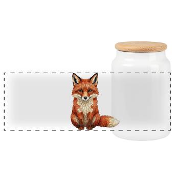 Fuchs Mosaik - Geometrisch für Waldtiere-Fans - Panorama Keksdose mit Holzdeckel - Weiß - Vorne