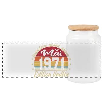les légendes sont nées mai 1971 - Boîte à biscuits avec couvercle en bois - blanc - Devant