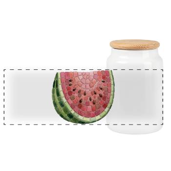 Wassermelone Mosaik - Sommer Kunst Geschenk - Panorama Keksdose mit Holzdeckel - Weiß - Vorne
