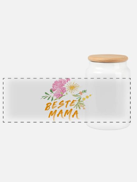 Beste Mama  - Panorama Keksdose mit Holzdeckel - Weiß