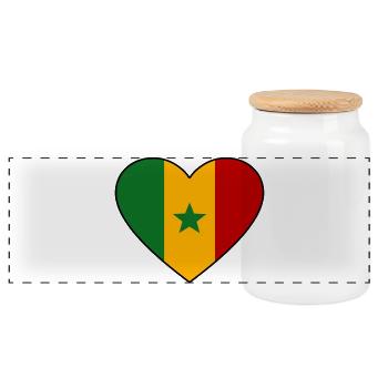 Senegal Flaggenherz - Panorama Keksdose mit Holzdeckel - Weiß - Vorne