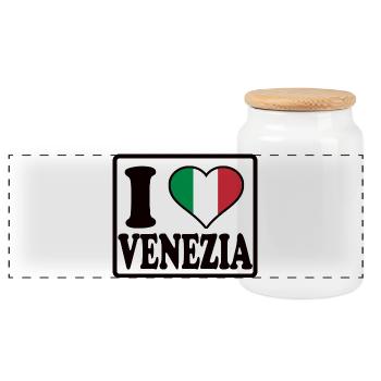 Ich liebe Venedig - Panorama Keksdose mit Holzdeckel - Weiß - Vorne