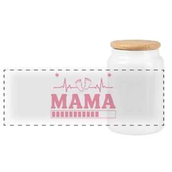 Ich werde Mama 2027 – Werdende Mutter - Panorama Keksdose mit Holzdeckel - Weiß - Vorne