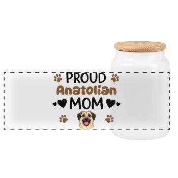Proud Anatolian Mother, Anatolian Shepherd Dog - Panoramic Cookie Jar with Wooden Lid - white - Front