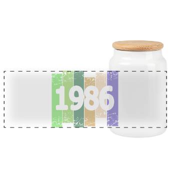 Œuvre d’art 1986 - Boîte à biscuits avec couvercle en bois - blanc - Devant