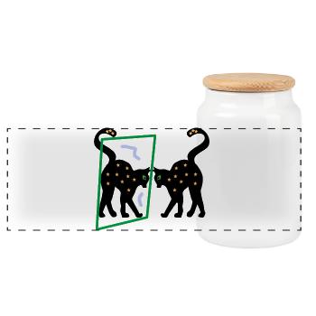 Mirror the Kitten, Abstraction - Panoramic Cookie Jar with Wooden Lid - white - Front