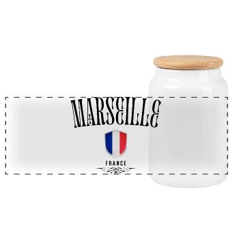 Souvenir de Marseille, design élégant Marseille - Boîte à biscuits avec couvercle en bois - blanc - Devant