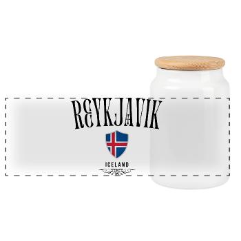 Souvenir Reykjavik, design élégant Reykjavik - Boîte à biscuits avec couvercle en bois - blanc - Devant