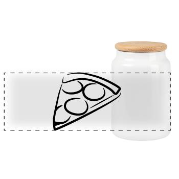 Pizza - Panoramic Cookie Jar with Wooden Lid - white - Front