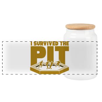 I Survived the Pit - Panoramic Cookie Jar with Wooden Lid - white - Front