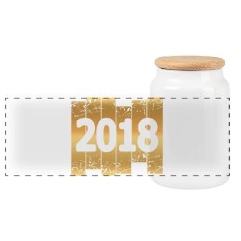 Gold 2018 - Panoramic Cookie Jar with Wooden Lid - white - Front