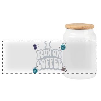 ICH ARBEITE IM CAFÉ | Koffein-Morgenhumor - Panorama Keksdose mit Holzdeckel - Weiß - Vorne