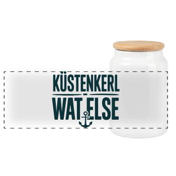  Küstenkerl Wat Else Anker Spruch Nordsee Ostsee - Panorama Keksdose mit Holzdeckel - Weiß - Vorne