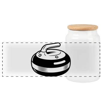 Curling stone - Panoramic Cookie Jar with Wooden Lid - white - Front
