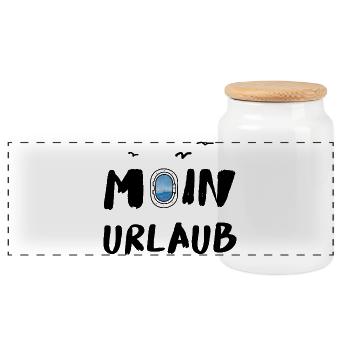 moin urlaub - Panorama Keksdose mit Holzdeckel - Weiß - Vorne