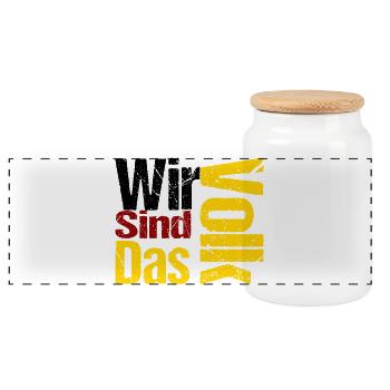 Wir_SInd_Das_Volk - Panorama Keksdose mit Holzdeckel - Weiß - Vorne