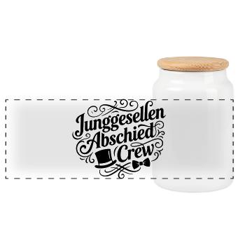 Junggesellenabschied Crew Jga - Panorama Keksdose mit Holzdeckel - Weiß - Vorne