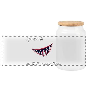Garder le Smile - Boîte à biscuits avec couvercle en bois - blanc - Devant