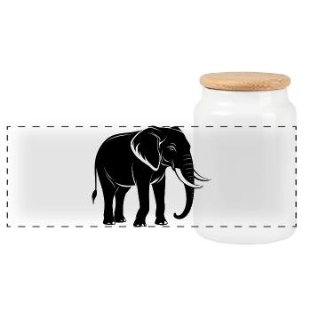 Elefant - Panorama Keksdose mit Holzdeckel - Weiß - Vorne