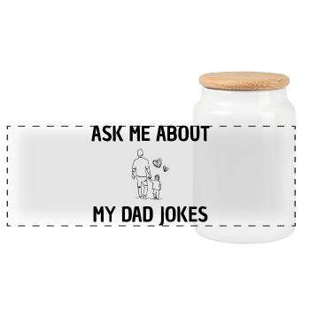 Demandez-moi des blagues de papa - Boîte à biscuits avec couvercle en bois - blanc - Devant