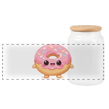 Sourire en Donut Kawaii - Boîte à biscuits avec couvercle en bois - blanc - Devant