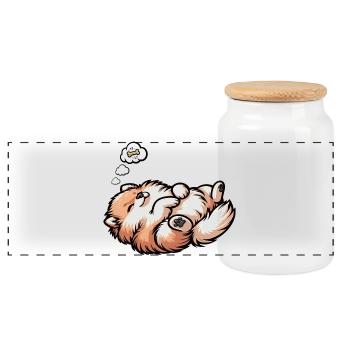 Poméranien Poméranien Spitz Chien Miniature Spitz Holder - Boîte à biscuits avec couvercle en bois - blanc - Devant