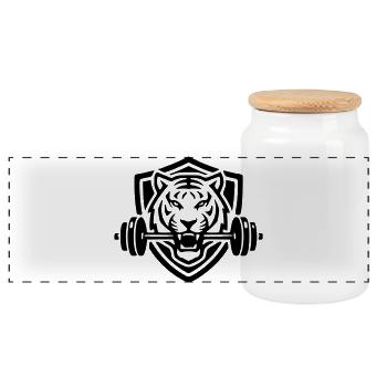 Tiger - Panoramic Cookie Jar with Wooden Lid - white - Front
