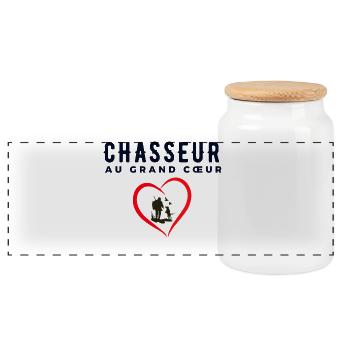 Chasseur au grand cœur Cadeau Meilleur Chasseur - Boîte à biscuits avec couvercle en bois - blanc - Devant