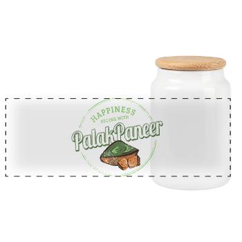 Palak Paneer Vintage Spinat Gericht Retro Design - Panorama Keksdose mit Holzdeckel - Weiß - Vorne