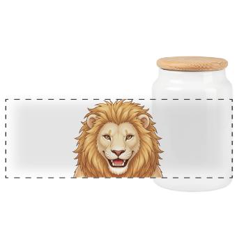 Illustration de tête de lion en dessin animé - Boîte à biscuits avec couvercle en bois - blanc - Devant