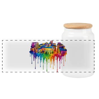 Peinture dégoulinante de Bakersfield, Californie - Boîte à biscuits avec couvercle en bois - blanc - Devant