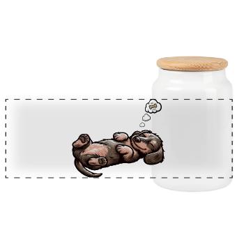 wire-haired dachshund dachshund dachshund owner Teckel Tekkel - Panoramic Cookie Jar with Wooden Lid - white - Front