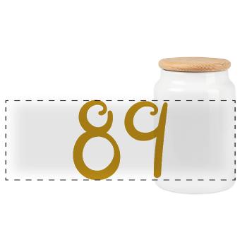 89 - Panoramic Cookie Jar with Wooden Lid - white - Front