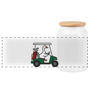 Trop bête, Oie de golf - Boîte à biscuits avec couvercle en bois - blanc - Devant