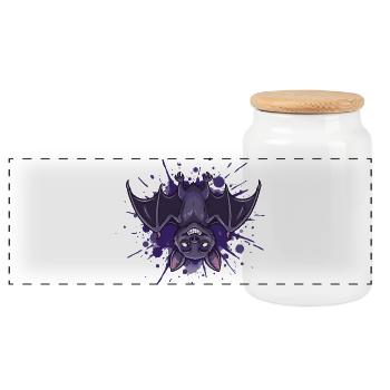 Nachtfledermaus Lila Splash - Panorama Keksdose mit Holzdeckel - Weiß - Vorne