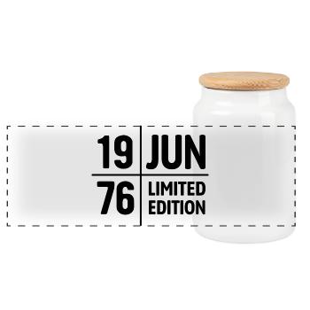 Limited Edition June 1976 Geburtstag Geschenk - Panorama Keksdose mit Holzdeckel - Weiß - Vorne