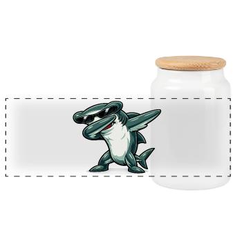Requin-marteau à dabber - Boîte à biscuits avec couvercle en bois - blanc - Devant