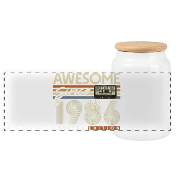 Cadeau vintage d’anniversaire 1986 rétro - Boîte à biscuits avec couvercle en bois - blanc - Devant