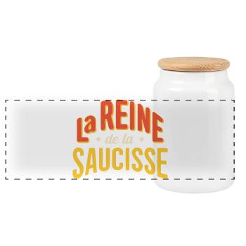Reine de la Saucisse Retro - Boîte à biscuits avec couvercle en bois - blanc - Devant