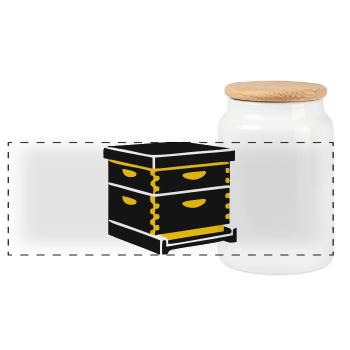 Beehive hive beekeeping apiary beekeeper - Panoramic Cookie Jar with Wooden Lid - white - Front