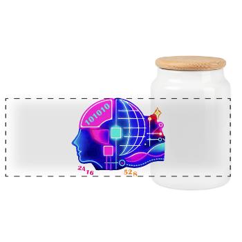Merging AI and human intelligence - Panoramic Cookie Jar with Wooden Lid - white - Front