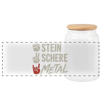 Stein Schere Metal Band Heavy Metal Musik - Panorama Keksdose mit Holzdeckel - Weiß - Vorne