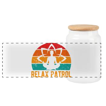 Yoga Relax Patrol Yoga Drôle de yoga - Boîte à biscuits avec couvercle en bois - blanc - Devant