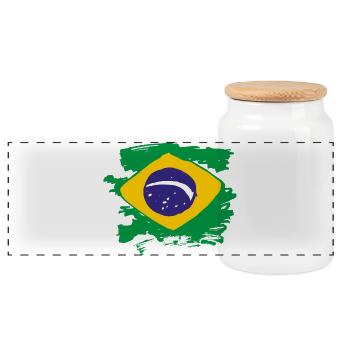 Brasilien Flagge - Panorama Keksdose mit Holzdeckel - Weiß - Vorne