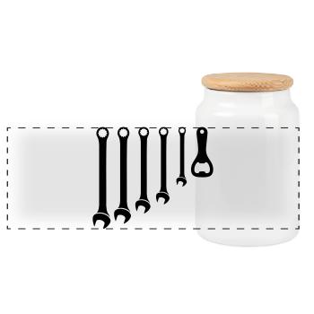 Tool Set & Bottle Opener Craftsman - Panoramic Cookie Jar with Wooden Lid - white - Front