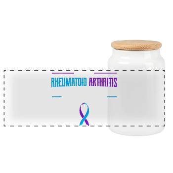 Rheumatoid Warrior Ribbon - Panoramic Cookie Jar with Wooden Lid - white - Front